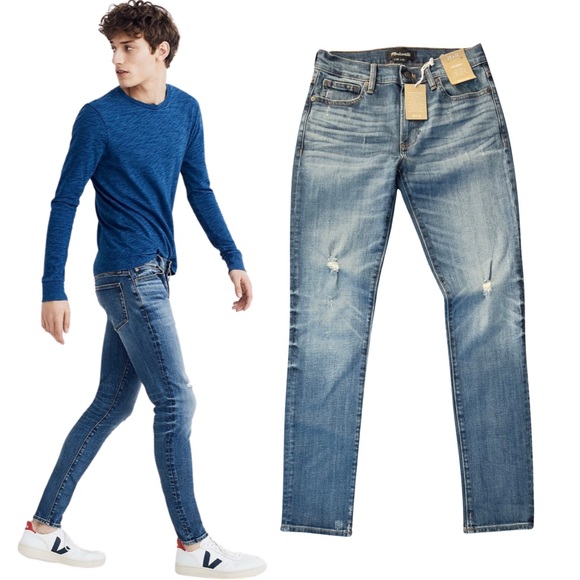 Madewell Men’s Skinny Authentic Flex Jeans in Myrtle Wash Kaihara Mill - Picture 12 of 12
